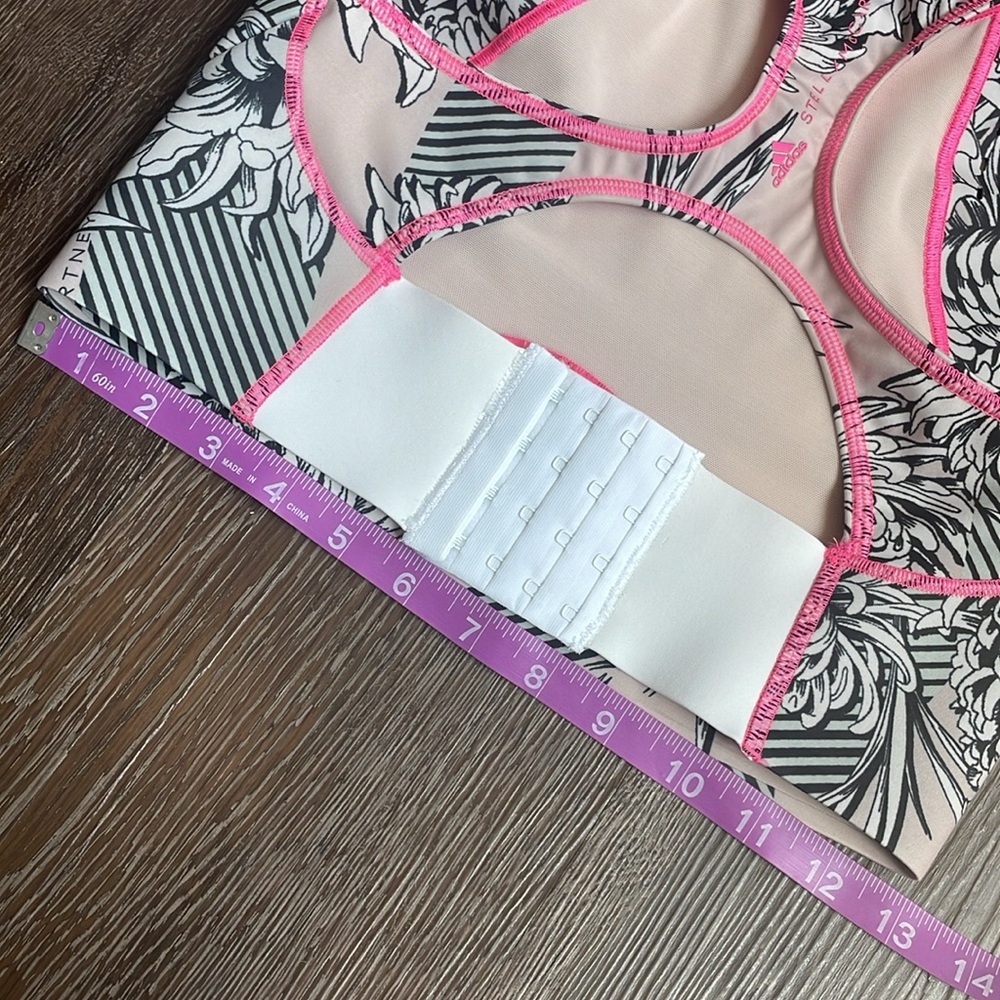 🧵Stella McCartney Adidas sports bra *Altered! chrysanthemum white black pink - Picture 10 of 11